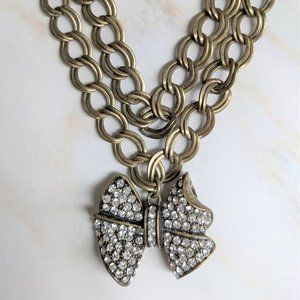 NEW Cookie Lee Crystal Rhinestone Bow Necklace